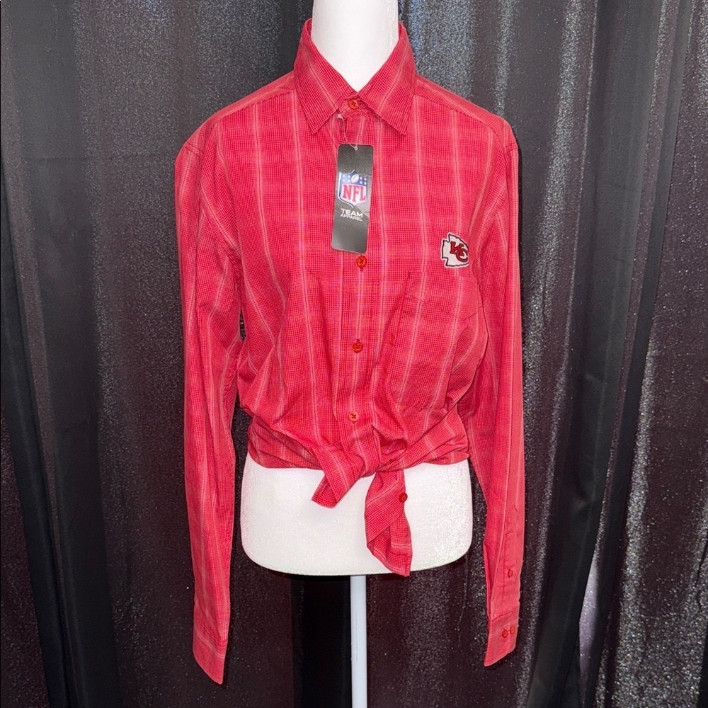 NFL KC Chiefs Red Plaid Shirt with Team Logo